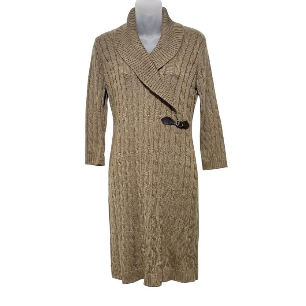 Calvin Klein Tan Cable Knit Midi Dress